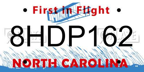 8HDP162 North Carolina License Plate