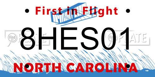 8HES01 North Carolina License Plate
