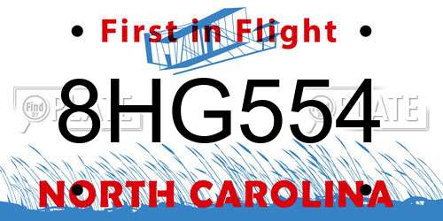 8HG554 North Carolina License Plate