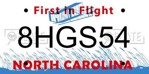 8HGS54 North Carolina License Plate