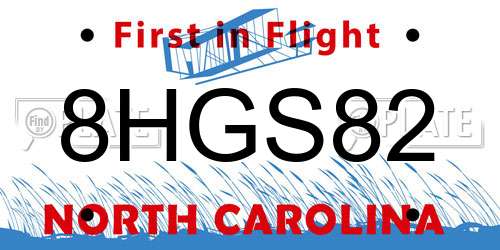 8HGS82 North Carolina License Plate
