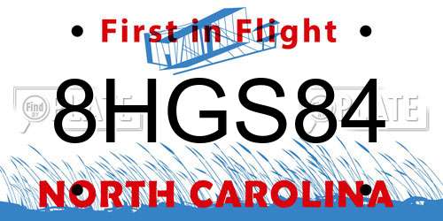 8HGS84 North Carolina License Plate