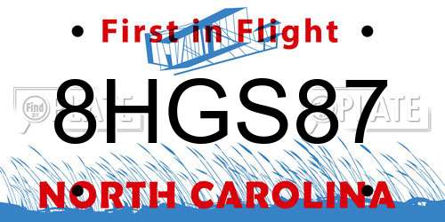8HGS87 North Carolina License Plate