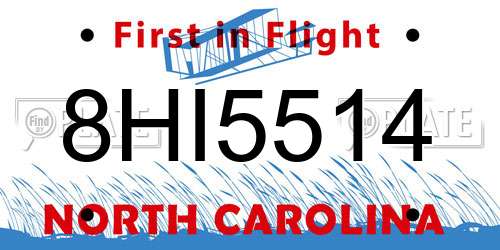 8HI5514 North Carolina License Plate