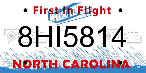 8HI5814 North Carolina License Plate