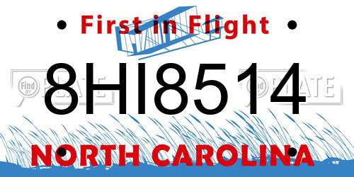 8HI8514 North Carolina License Plate