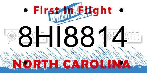 8HI8814 North Carolina License Plate