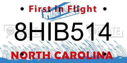 8HIB514 North Carolina License Plate