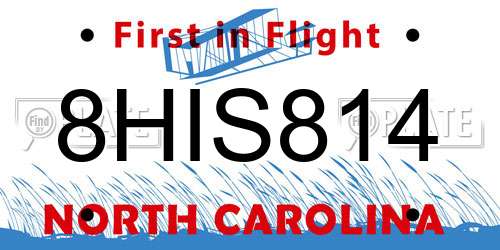 8HIS814 North Carolina License Plate