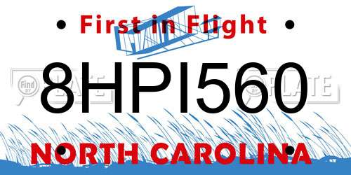 8HPI560 North Carolina License Plate