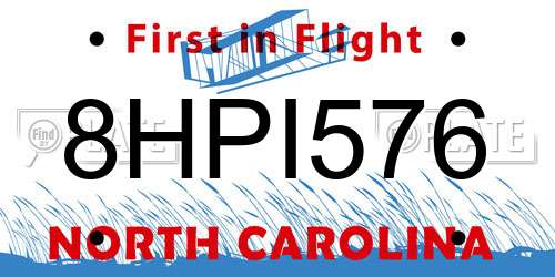 8HPI576 North Carolina License Plate