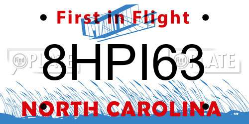 8HPI63 North Carolina License Plate