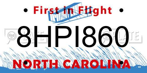 8HPI860 North Carolina License Plate