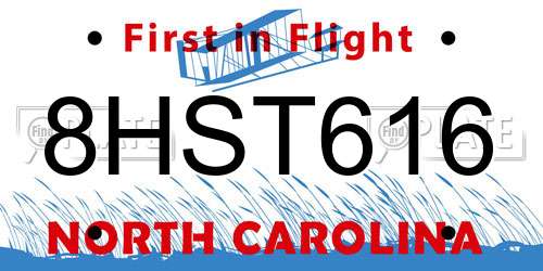 8HST616 North Carolina License Plate