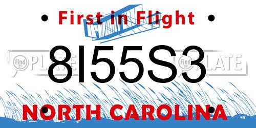 8I55S3 North Carolina License Plate