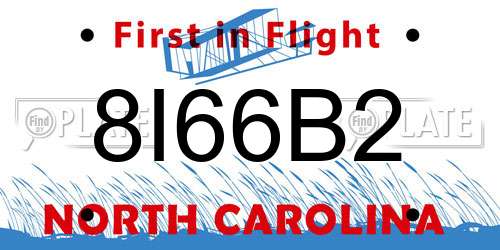 8I66B2 North Carolina License Plate