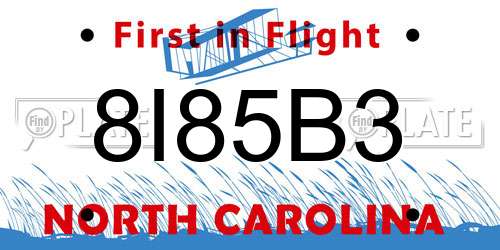 8I85B3 North Carolina License Plate