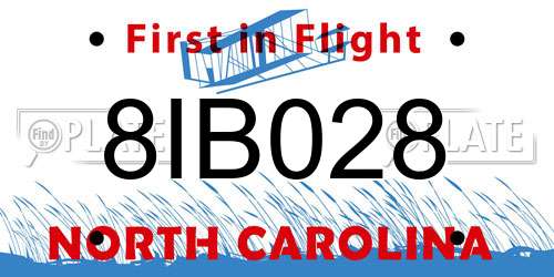 8IB028 North Carolina License Plate
