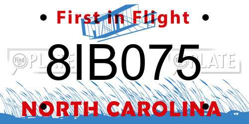 8IB075 North Carolina License Plate
