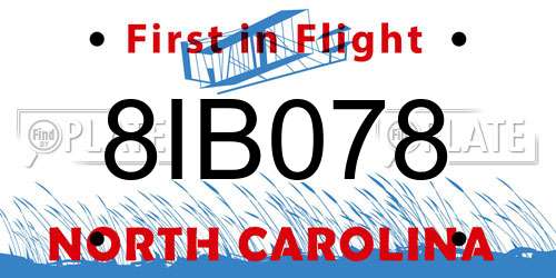 8IB078 North Carolina License Plate