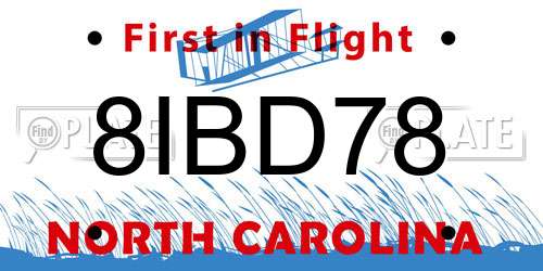 8IBD78 North Carolina License Plate