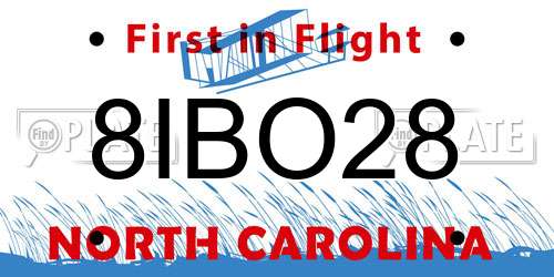 8IBO28 North Carolina License Plate