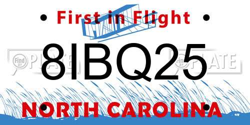 8IBQ25 North Carolina License Plate