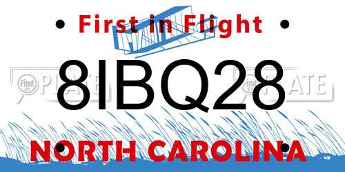 8IBQ28 North Carolina License Plate