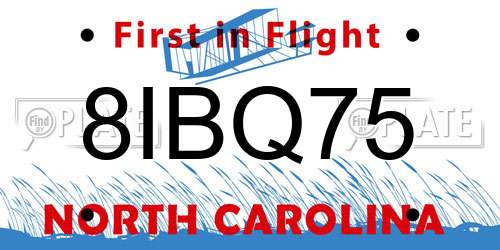 8IBQ75 North Carolina License Plate
