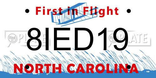 8IED19 North Carolina License Plate