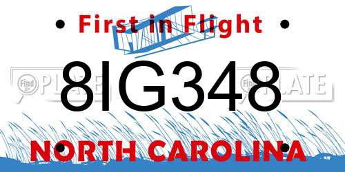 8IG348 North Carolina License Plate