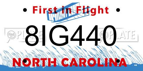 8IG440 North Carolina License Plate