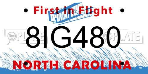 8IG480 North Carolina License Plate