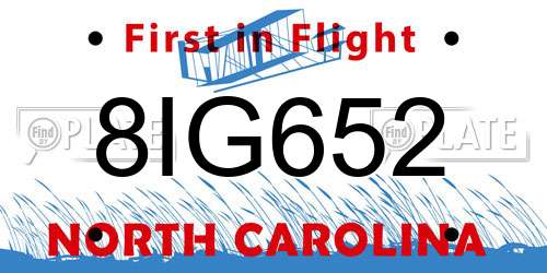 8IG652 North Carolina License Plate