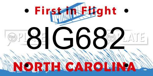 8IG682 North Carolina License Plate