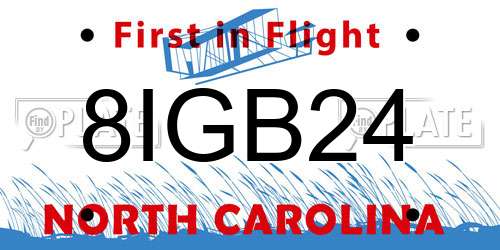 8IGB24 North Carolina License Plate