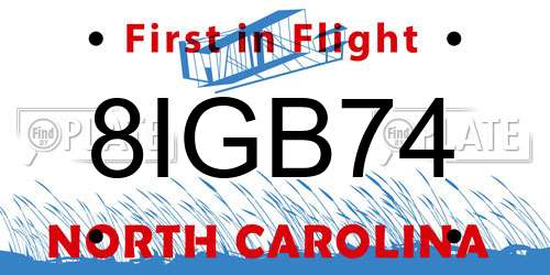 8IGB74 North Carolina License Plate