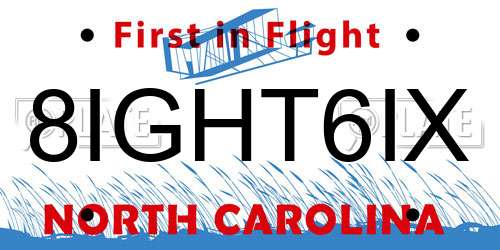 8IGHT6IX North Carolina License Plate