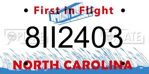 8II2403 North Carolina License Plate