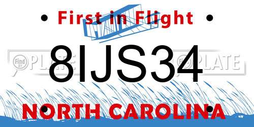8IJS34 North Carolina License Plate