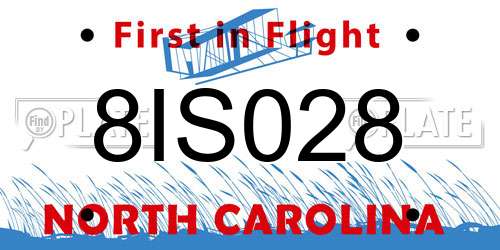 8IS028 North Carolina License Plate