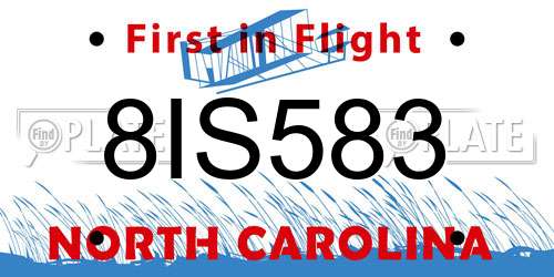 8IS583 North Carolina License Plate