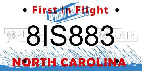 8IS883 North Carolina License Plate