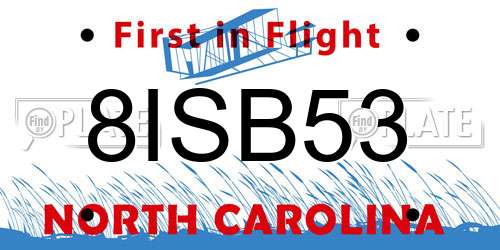8ISB53 North Carolina License Plate