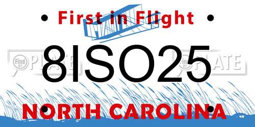 8ISO25 North Carolina License Plate