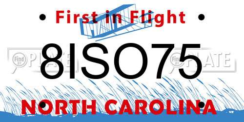 8ISO75 North Carolina License Plate