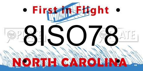 8ISO78 North Carolina License Plate
