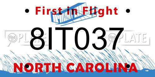 8IT037 North Carolina License Plate