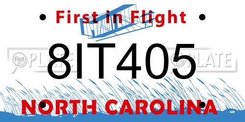 8IT405 North Carolina License Plate