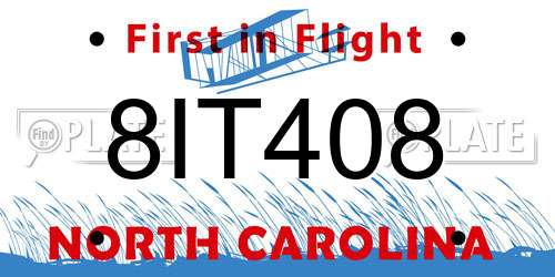 8IT408 North Carolina License Plate